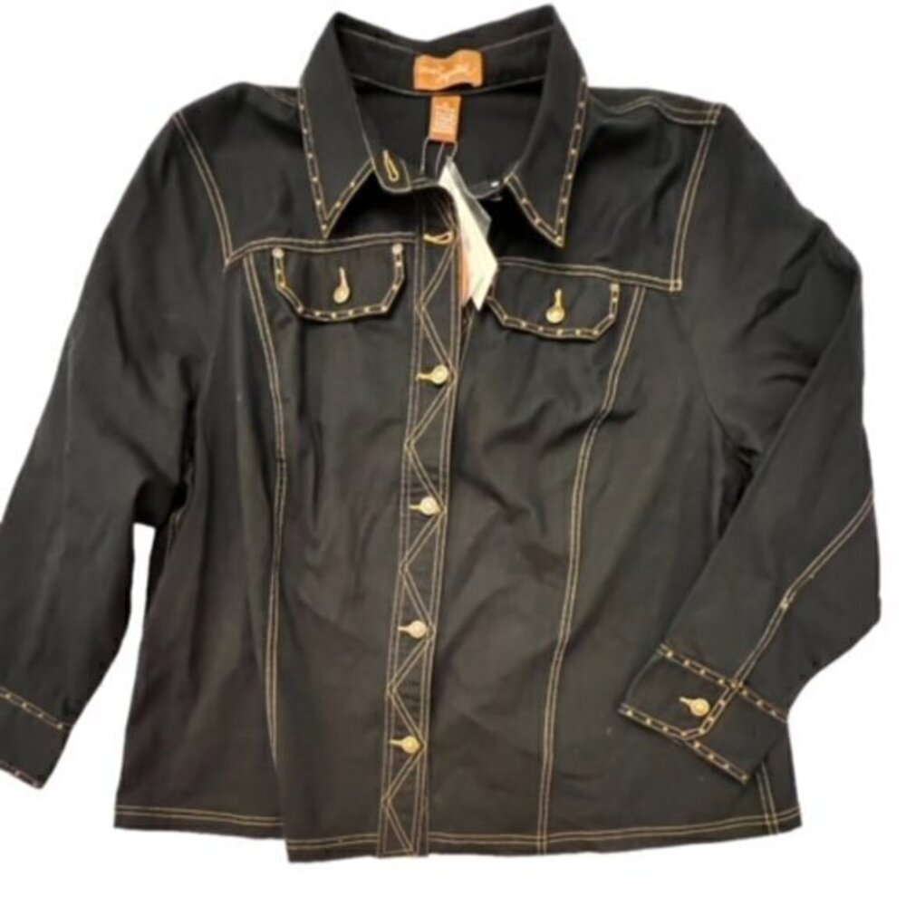 NWT Liz & Me Signature Jean JACKET 2X GLAM Beaded‎ COWGIRL Cottagecore Preppy